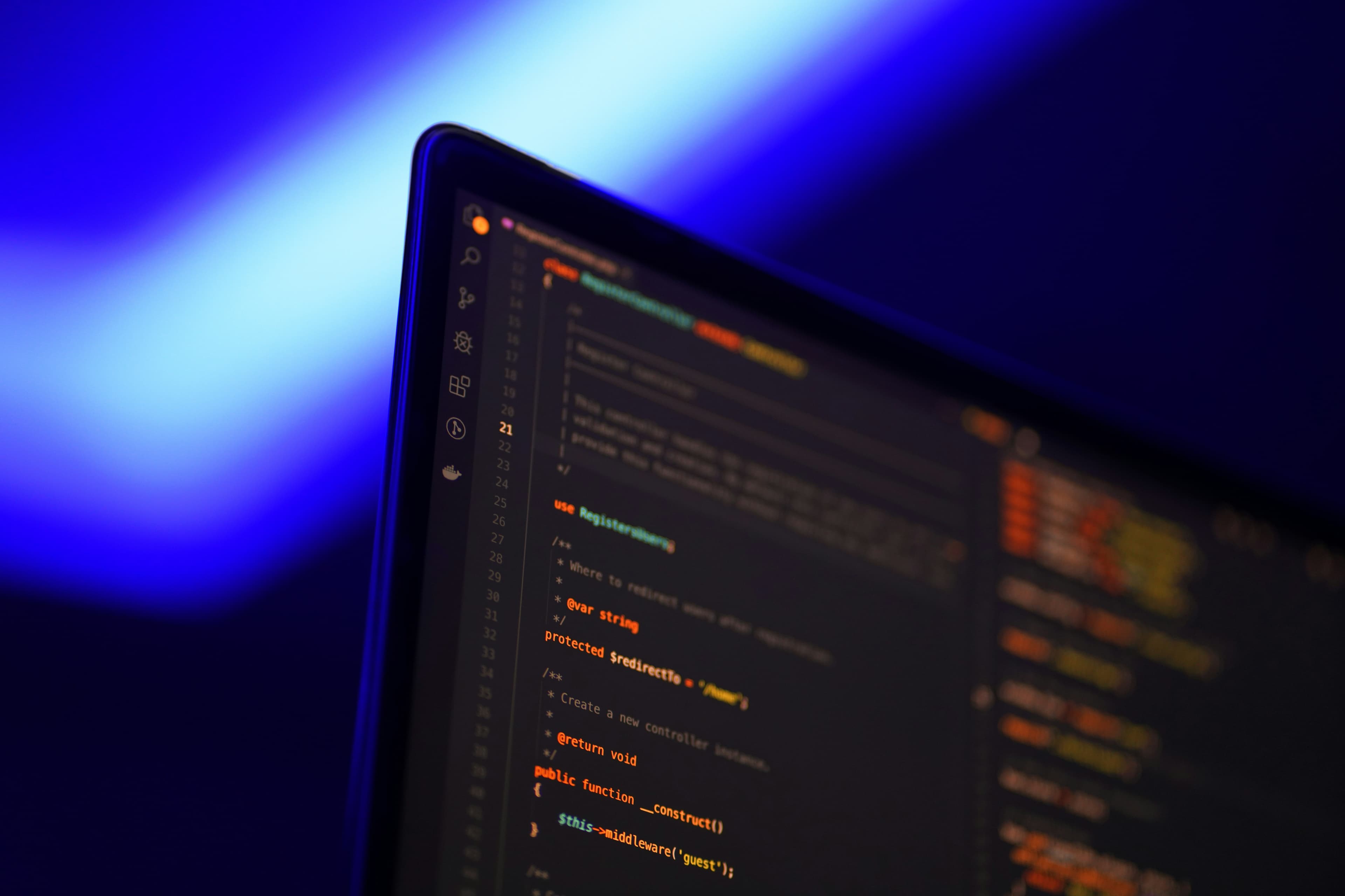 Close-up of software code on a laptop screen